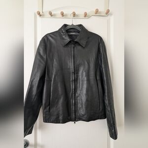 DKNY Sleek Black Leather Jacket